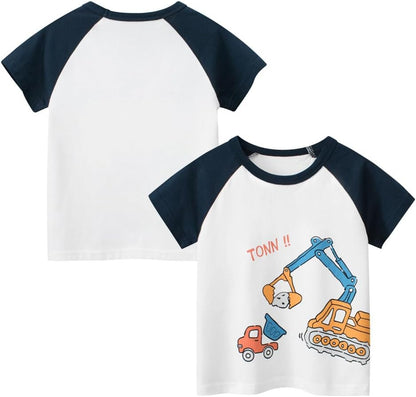 Boys' 4-Pack Excavator Short Sleeve Crewneck T-Shirts Top Tee Size 2-7 Years Toddler Boys' Value