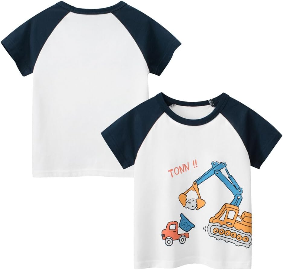 Boys' 4-Pack Excavator Short Sleeve Crewneck T-Shirts Top Tee Size 2-7 Years Toddler Boys' Value