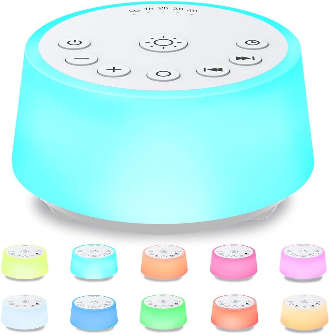 Color Noise Sound Machines with 10 Colors Night Light 25 Soothing Sounds and Sleep White Noise