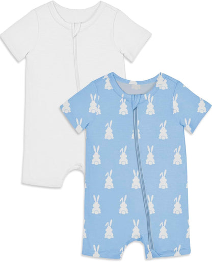Jimonda Baby Rompers Cotton Baby Boys Baby Girls Short Sleeve Sleepers Pjs Two Way Zipper One-piece