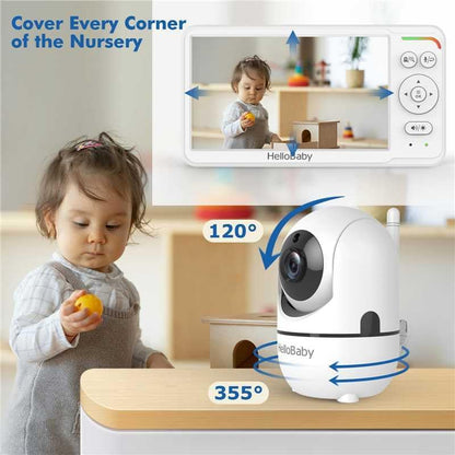 HelloBaby Baby Monitor with 6" World First IPS Screen 30-Hrs Battery, Remote Pan/Tilt/Zoom Camera