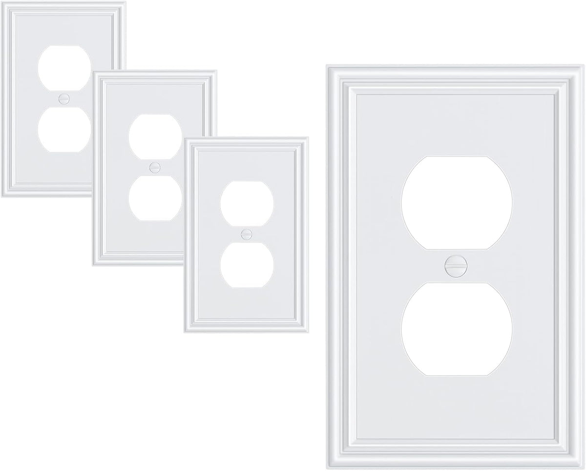 4-Pack Duplex Outlet Cover, Durable Solid Zinc Alloy Decorative Switch Plates and Outlet Covers