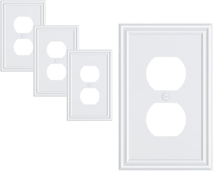 4-Pack Duplex Outlet Cover, Durable Solid Zinc Alloy Decorative Switch Plates and Outlet Covers