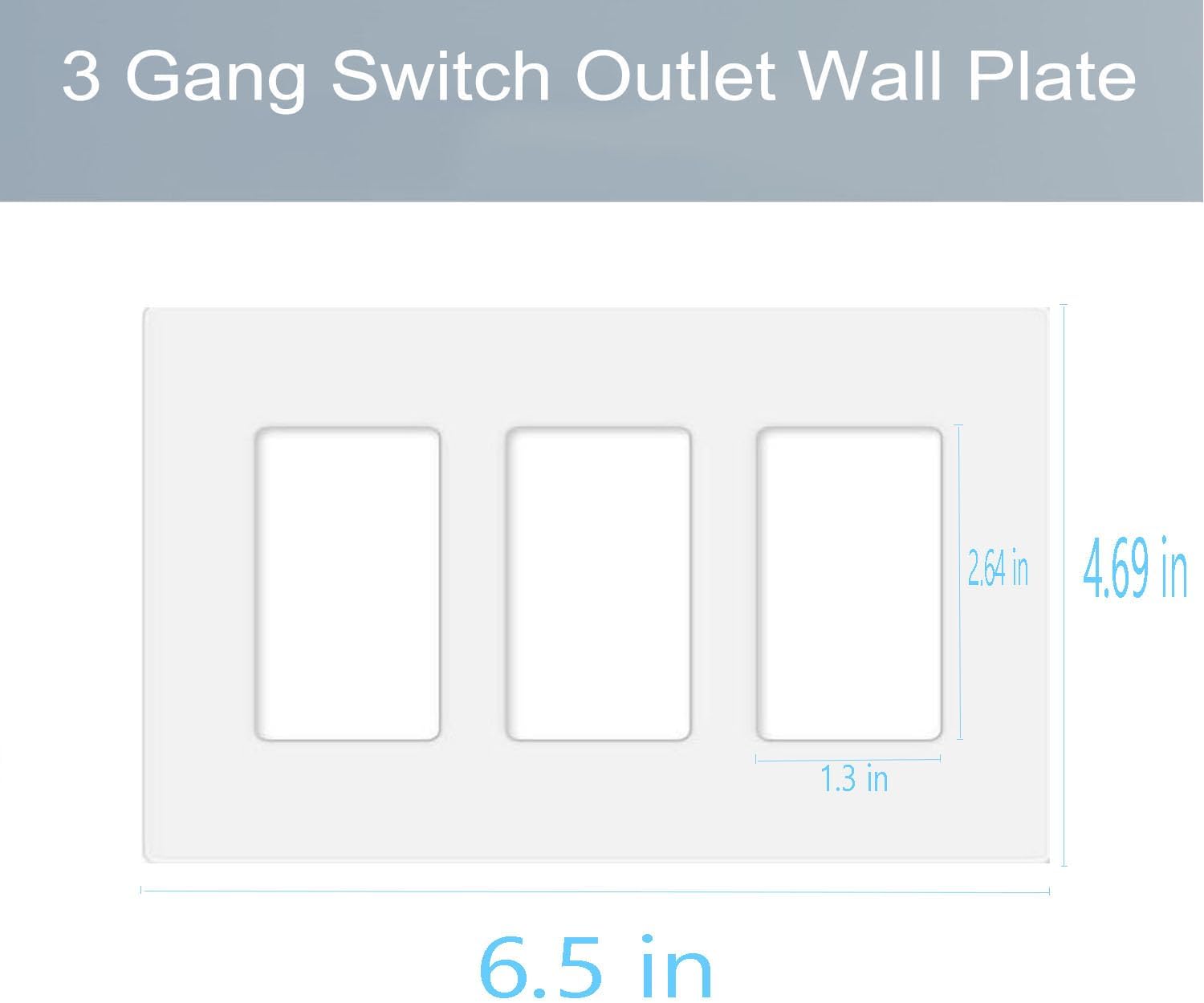 3-Gang Screwless Decorator Wall Plate Cover Switch Outlet Electrical Faceplate for Light Switche