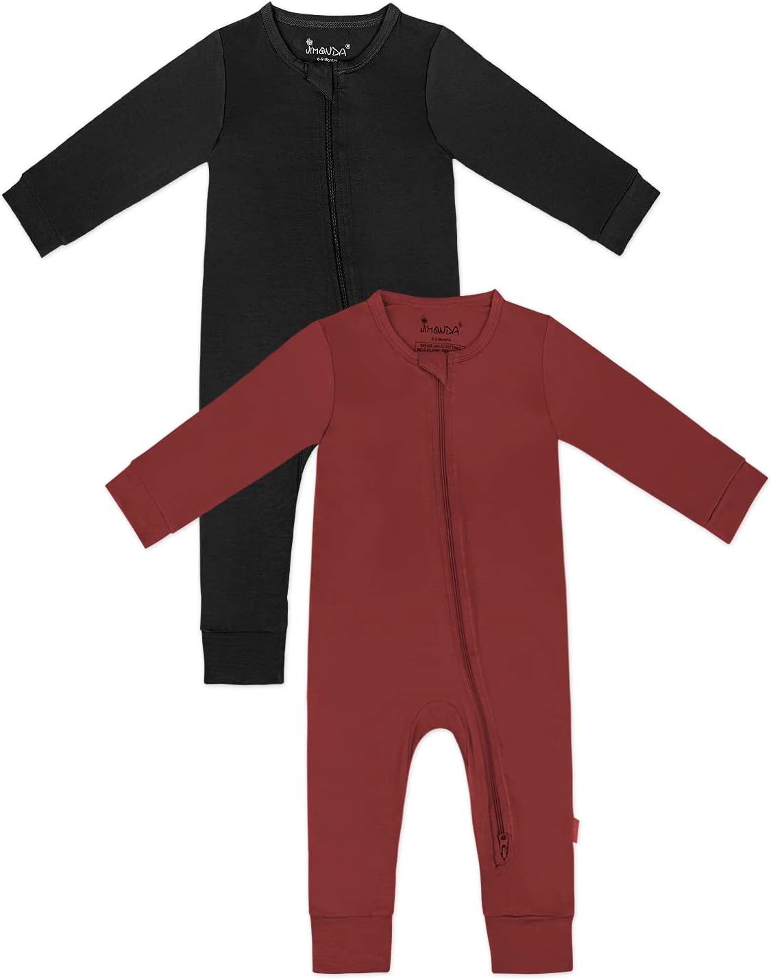 Jimonda Baby Romper Boys Girls Bamboo Pajamas 2-Way Zipper Footless Unisex Long Sleeve Sleepers