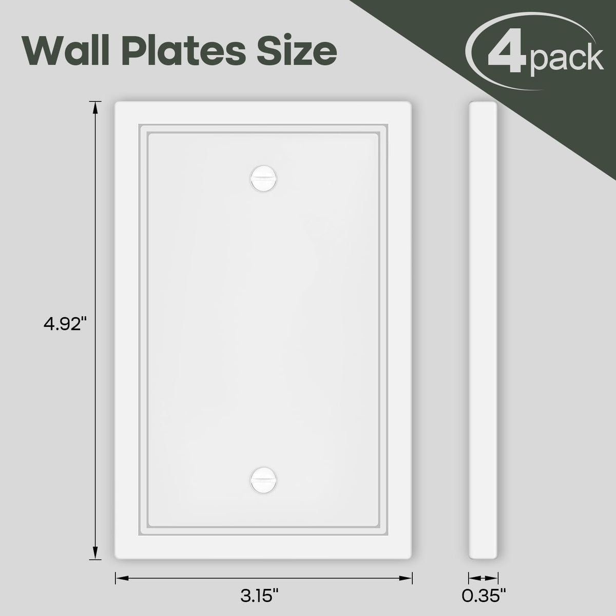 4 Pack Single Blank Outlet Cover Plate White Classic Decorative Blank Light Switch Plates Cover 1