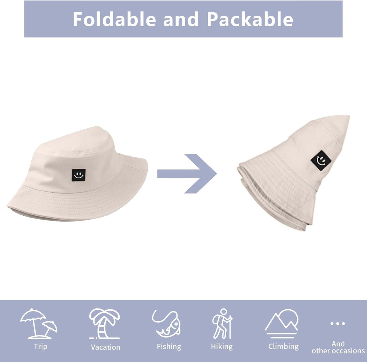 Kids Sun Hat Smile Face Bucket Hat for Girls Boys Summer Sun Protection Cotton Unisex Beach Cap
