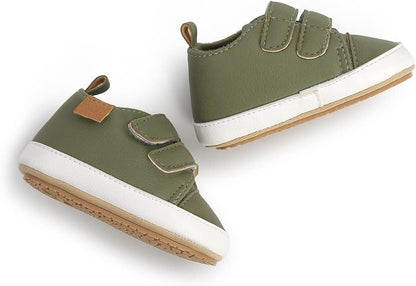 SOFMUO Baby Boys Girls High Top Ankle PU Leather Sneakers Soft Rubber Sole Infant Moccasins Newborn