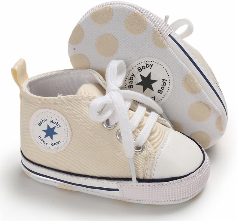 Unisex Baby Girls Boys Canvas High-top Shoes, Newborn Infant Anti-Slip Soft Sole Frist Walking