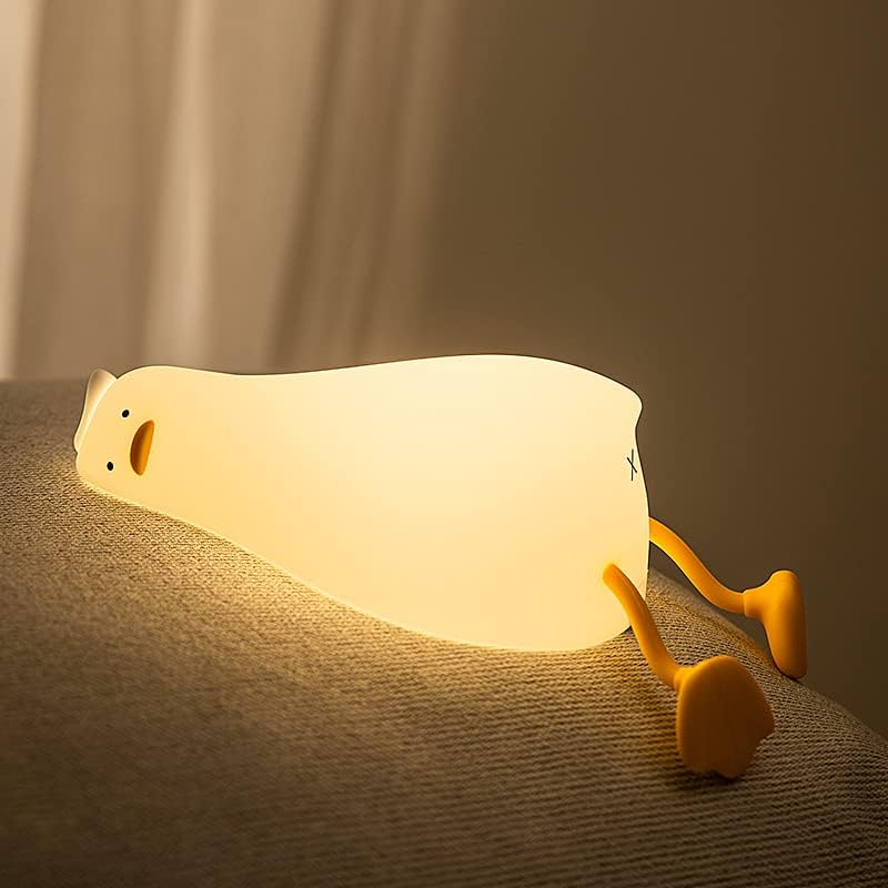 Lying Flat Duck Night Light, 3 Level Dimmable LED Nursery Nightlight,Cute Lamps Silicone Light Up
