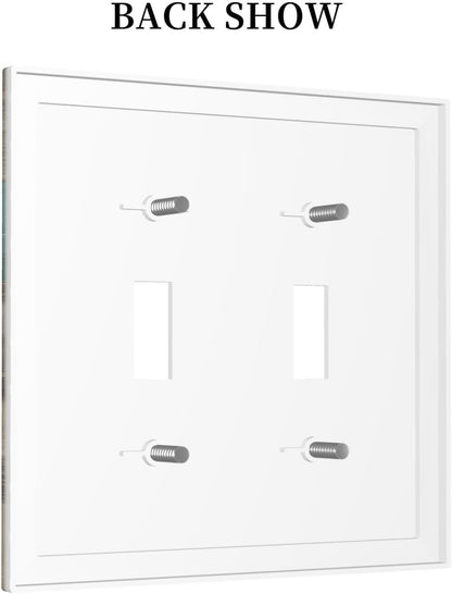 Decorative Switch Plates Vintage Wood Brown Turquoise Splicing 2 Gang Double Toggle Outlet Light