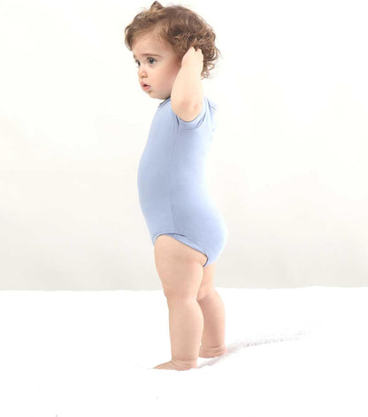 Baby Short Sleeve Solid Bodysuit - Super Soft Rayon made from Bamboo - Newborn Infant Toddler Boy