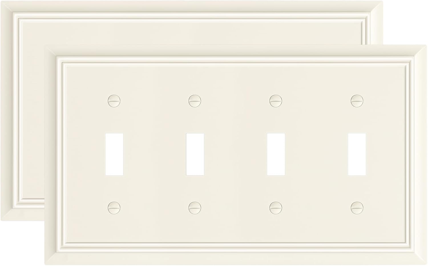 2-Pack Quad Toggle Light Switch Cover Plate, Almond Decorative Switch Plate Covers, Natural Bamboo