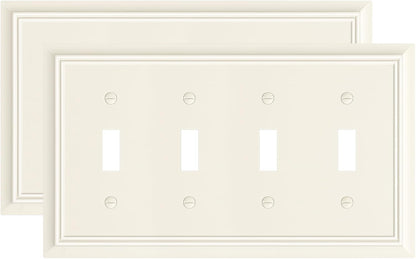 2-Pack Quad Toggle Light Switch Cover Plate, Almond Decorative Switch Plate Covers, Natural Bamboo