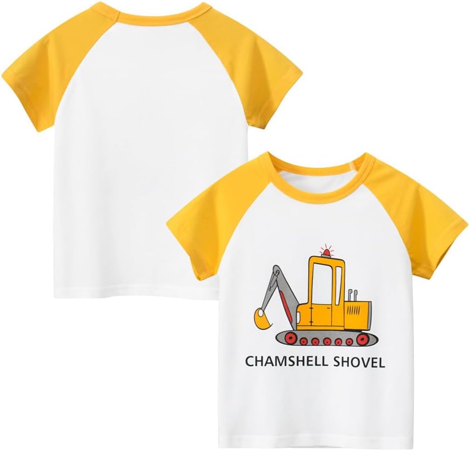 Boys' 4-Pack Excavator Short Sleeve Crewneck T-Shirts Top Tee Size 2-7 Years Toddler Boys' Value