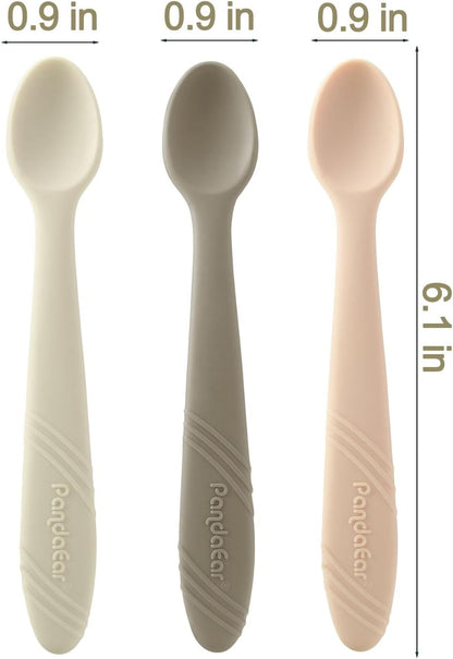 PandaEar 7 Pack Silicone Baby Feeding Spoons, First Stage Training Spoon Infant Utensils Feeding