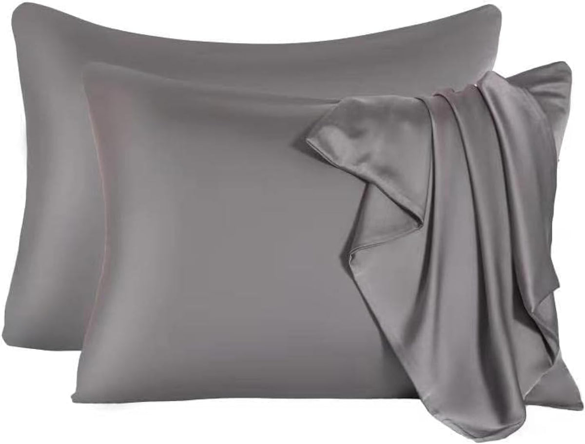 2 Pcs Mulberry Silk Pillowcase for Hair and Skin,Cooling Silk Pillow Case with Hidden