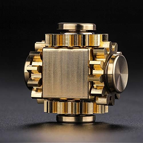 Fidget Cube Spinner, Linkage 4 Gears Figity Spin Finger Games, Metal Brass with Super Smooth