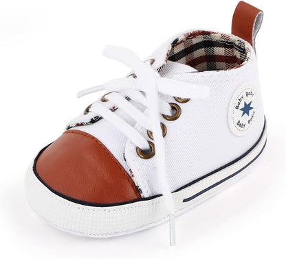Unisex Baby Girls Boys Canvas High-top Shoes, Newborn Infant Anti-Slip Soft Sole Frist Walking