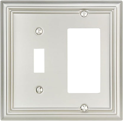 1-Pack Combination Toggle/Decorator Wall Plate, Metal Wall Plate Cover for Light Switch
