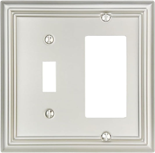 1-Pack Combination Toggle/Decorator Wall Plate, Metal Wall Plate Cover for Light Switch