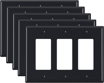 ELEGRP 3-Gang Decorative Wall Plates, Mid-Size 4.88" H x 6.75" L Unbreakable Thermoplastic