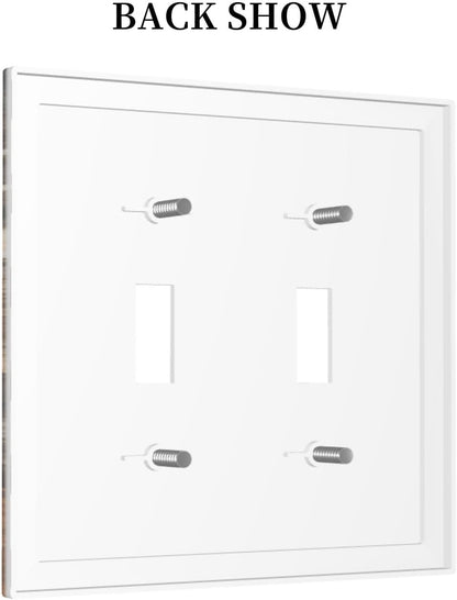 Brown Marble Granite Golden Lines Print Decorative Switch Plates 2 Gang Double Toggle Outlet Light