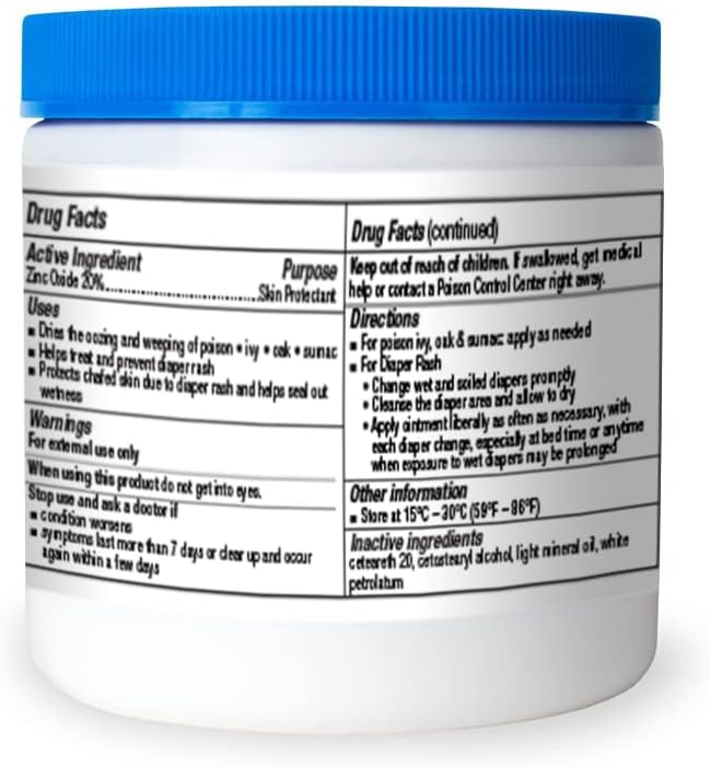 Zinc Oxide 20% Healing Ointment Skin Protectant Barrier 15 Oz Jar Provides Relief and Treatment of