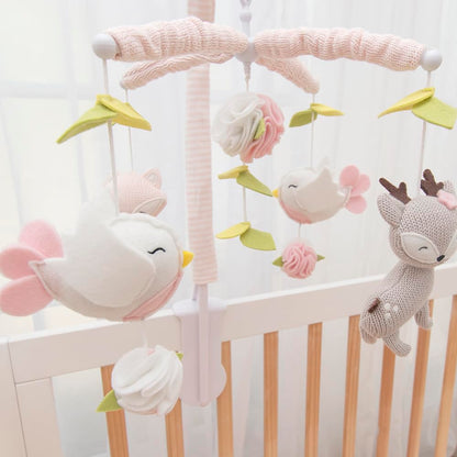 Living Textiles Baby Musical Mobile - Ava Birds | Crib Toy, Knitted Woodland Characters, Nursery