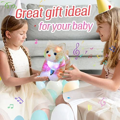 Glow Guards 14'' Light up Musical Kitty Stuffed Animal Soft Realistic Cat Plush Toy with LED Night