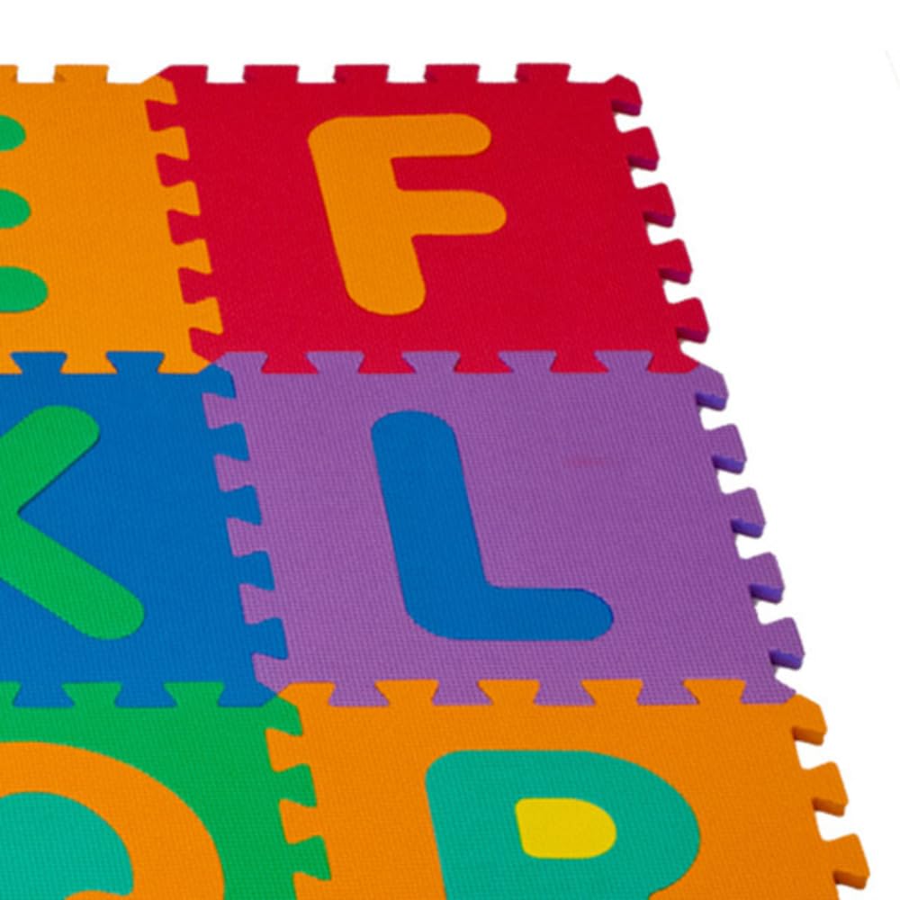 Interlocking Foam Tile Play Mat with Letters - Non-Toxic Children's Multicolor 26-Piece Puzzle