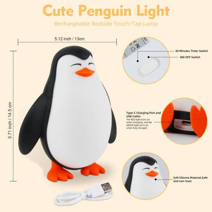 Tcamp Cute Penguin Night Light for Kids, 3 Level Dimmable Nursery Nightlight Lamp, Cute Silicone