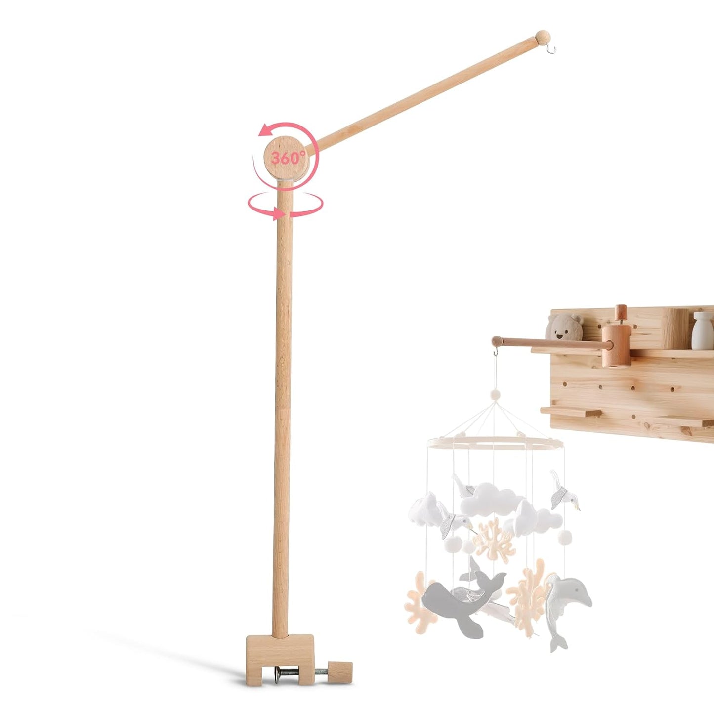 HI BABY MONMENT Crib Mobile Arm - Baby Mobile Hanger with 360° Vertical Adjustment, Stabilizing