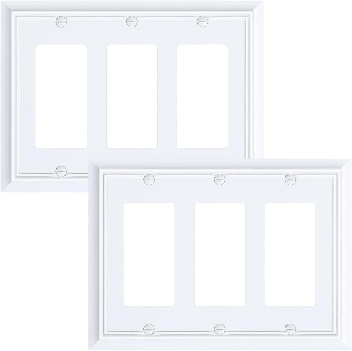 2-Pack Decorative Tripple Decorator Outlet Cover Plate, Durable Natural Bamboo Fiber Pure White