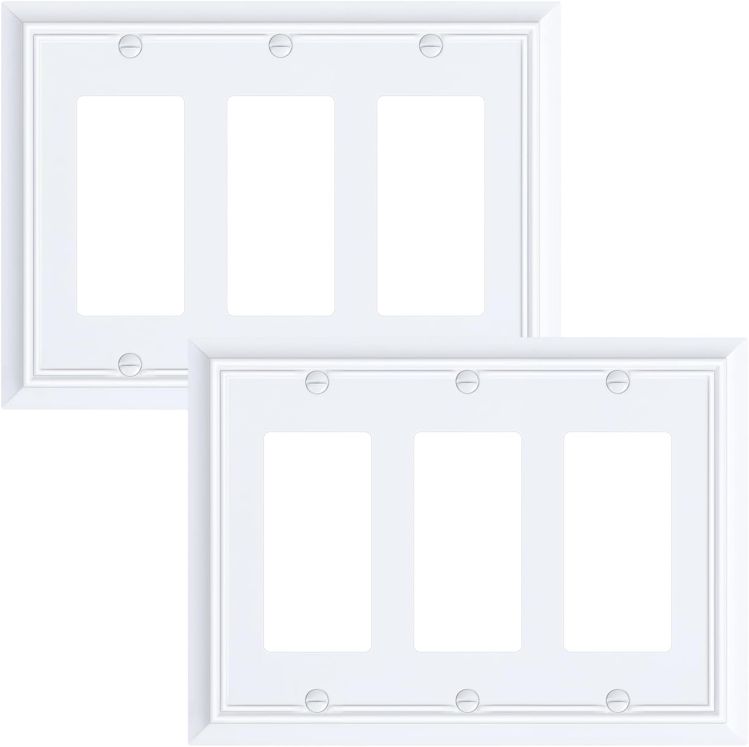 2-Pack Decorative Tripple Decorator Outlet Cover Plate, Durable Natural Bamboo Fiber Pure White