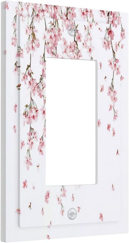 Decorative Outlet Covers Sakura Plant Floral Pink Flowers 1 Gang Single Rocker Light Switch Cover