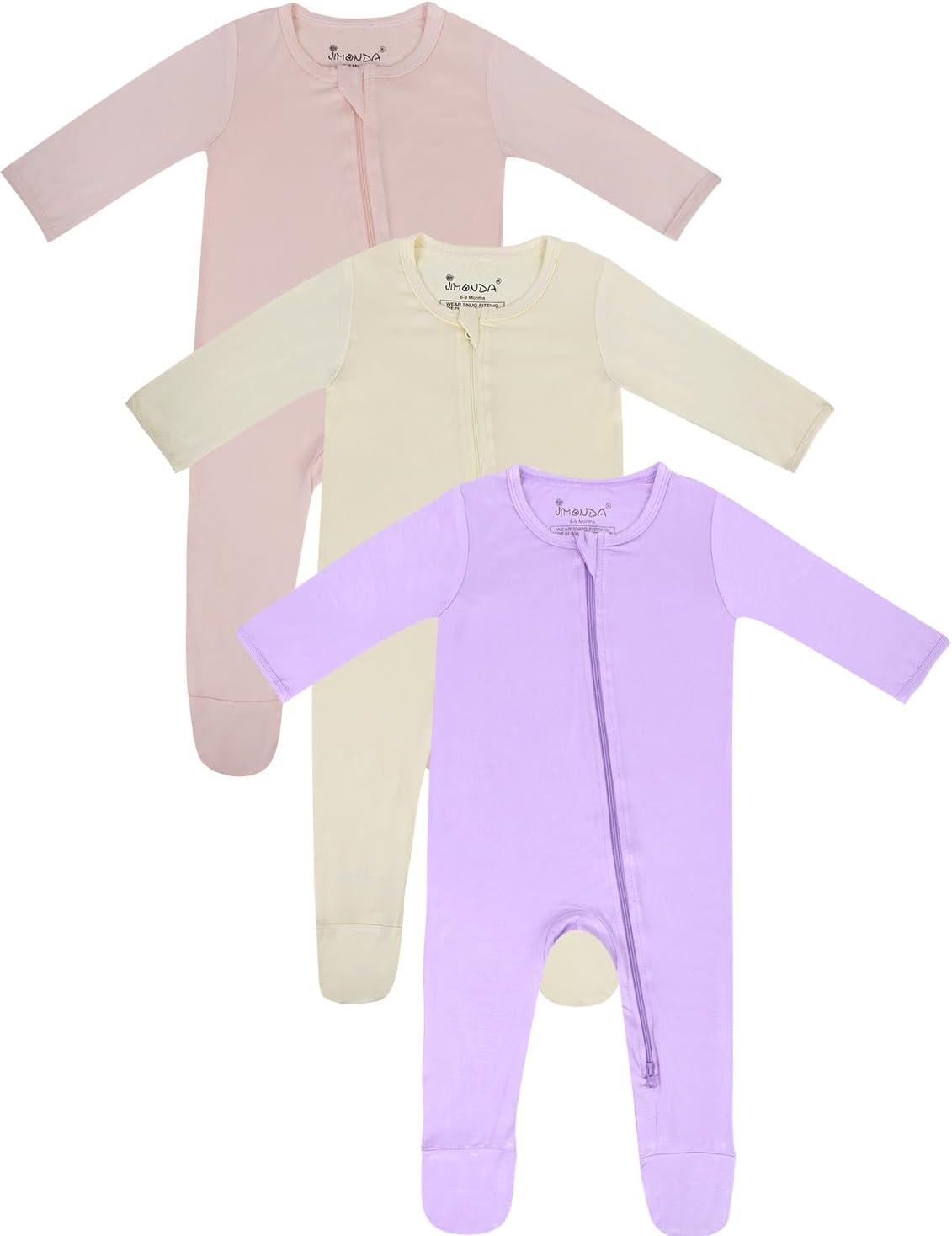 Jimonda Baby Romper Boys Girls Bamboo Pajamas 2-Way Zipper Footed Unisex Zip-Up Sleepers Sleep and