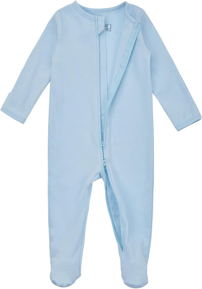 Aablexema Baby Footed Pajamas with Mitten Cuffs Zipper 4-Pack Infant Newborn Cotton Long Sleeve