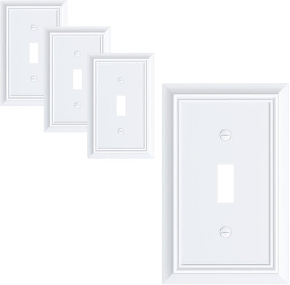4-Pack Single Toggle Light Switch Cover Plate, Durable Natural Bamboo Fiber Decorative Switch Plate