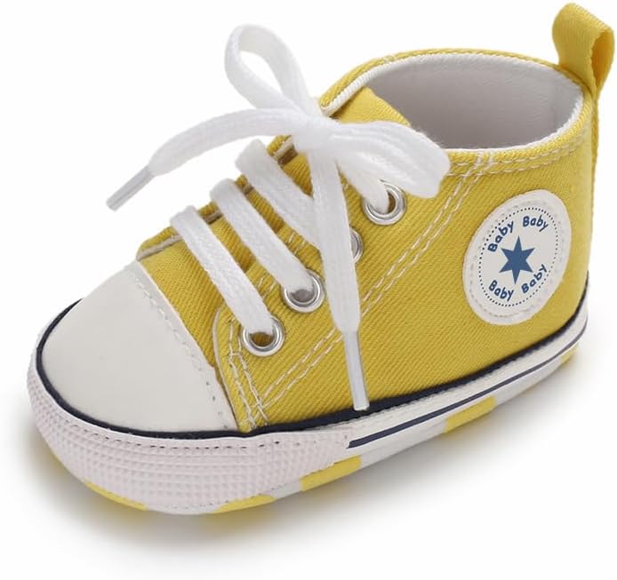 Unisex Baby Girls Boys Canvas High-top Shoes, Newborn Infant Anti-Slip Soft Sole Frist Walking