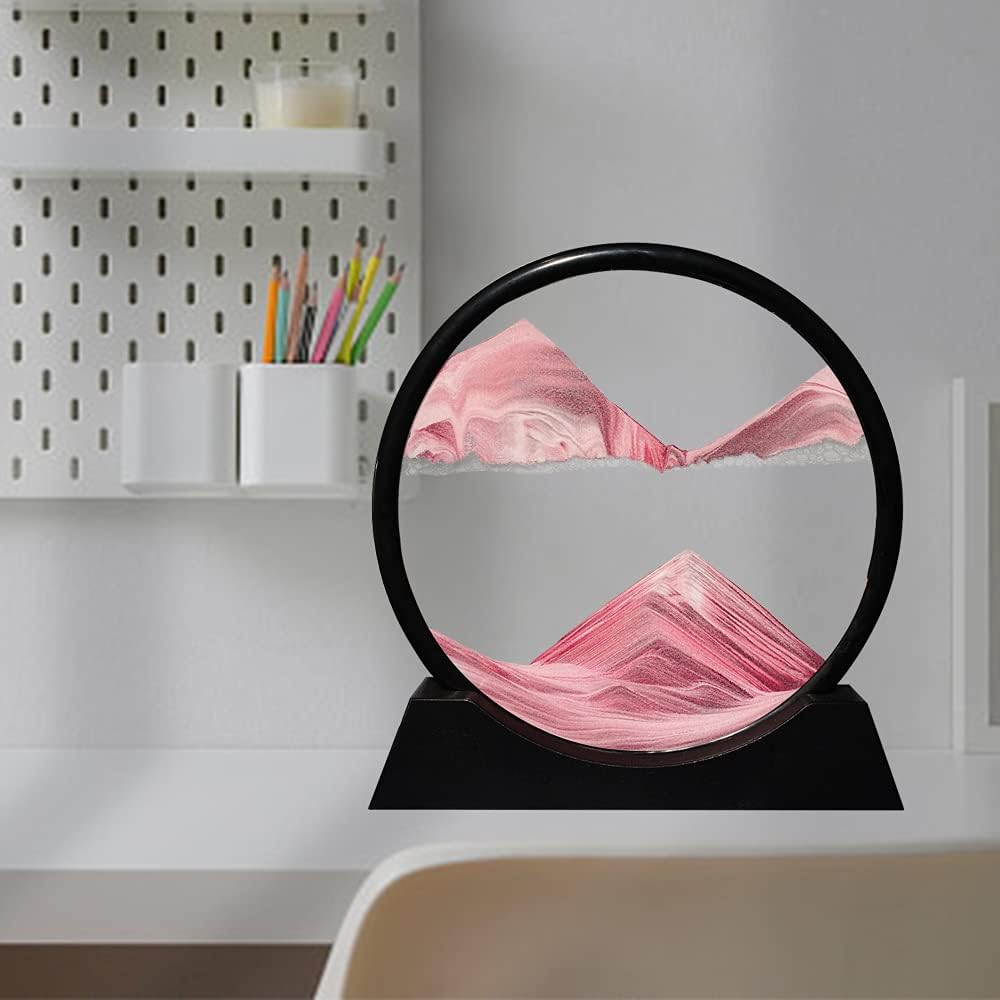Aoderun Moving Sand Art Picture Round Glass 3D Deep Sea Sandscape in Motion Display Flowing Sand