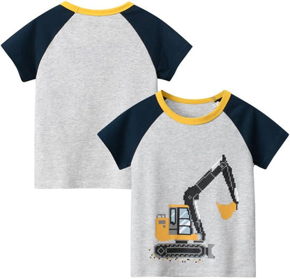 Boys' 4-Pack Excavator Short Sleeve Crewneck T-Shirts Top Tee Size 2-7 Years Toddler Boys' Value