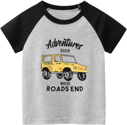 Boys' 4-Pack Excavator Short Sleeve Crewneck T-Shirts Top Tee Size 2-7 Years Toddler Boys' Value