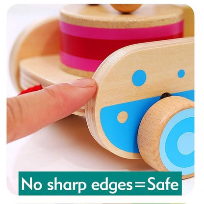 Baby Gift Wooden Toddler Pull Toy, Crocodile Drum Tapping Children's Toy, Baby dragging and