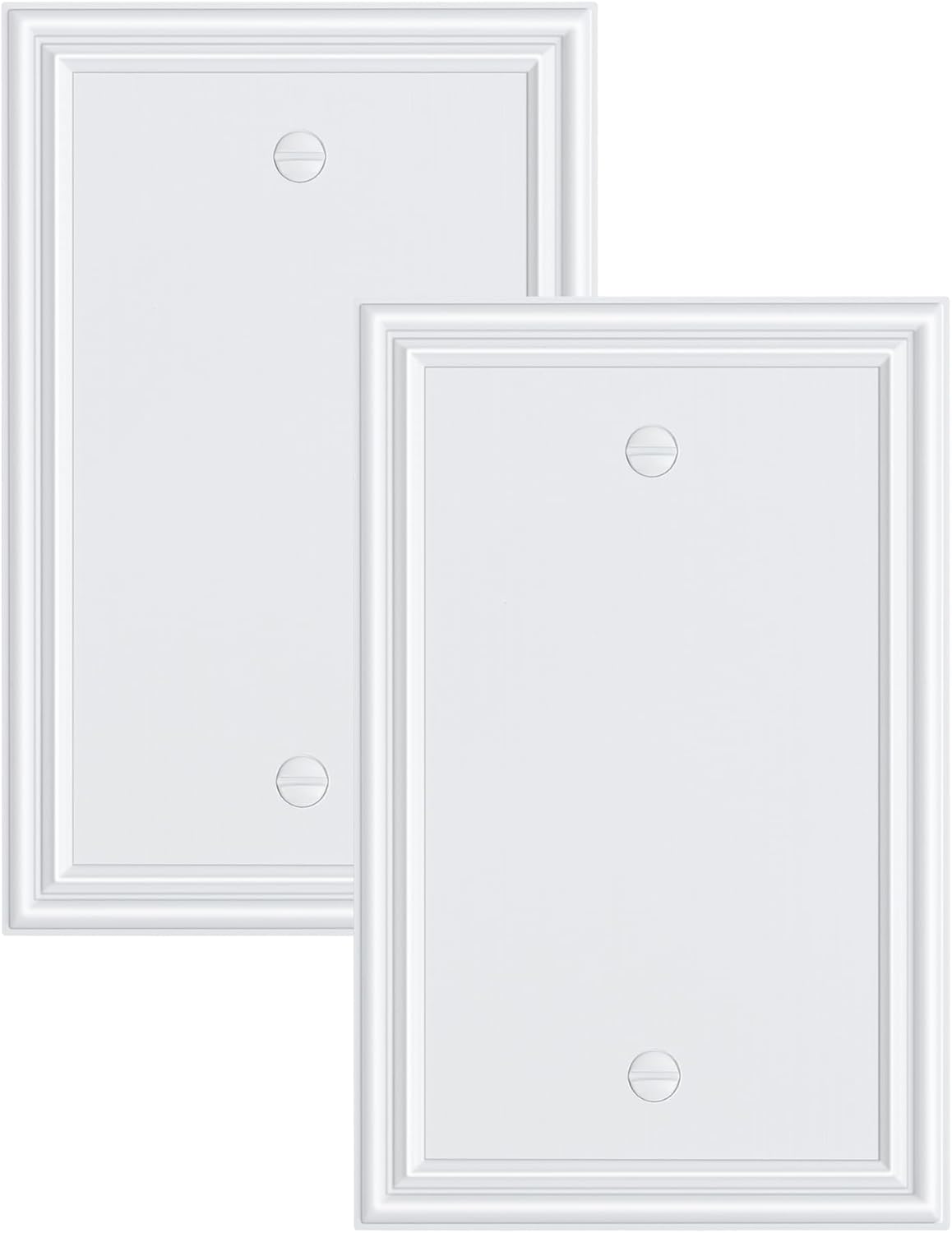 2-Pack Single Blank Wall Plates, Durable Solid Zinc Alloy Blank Outlet Covers, Decorative Pure