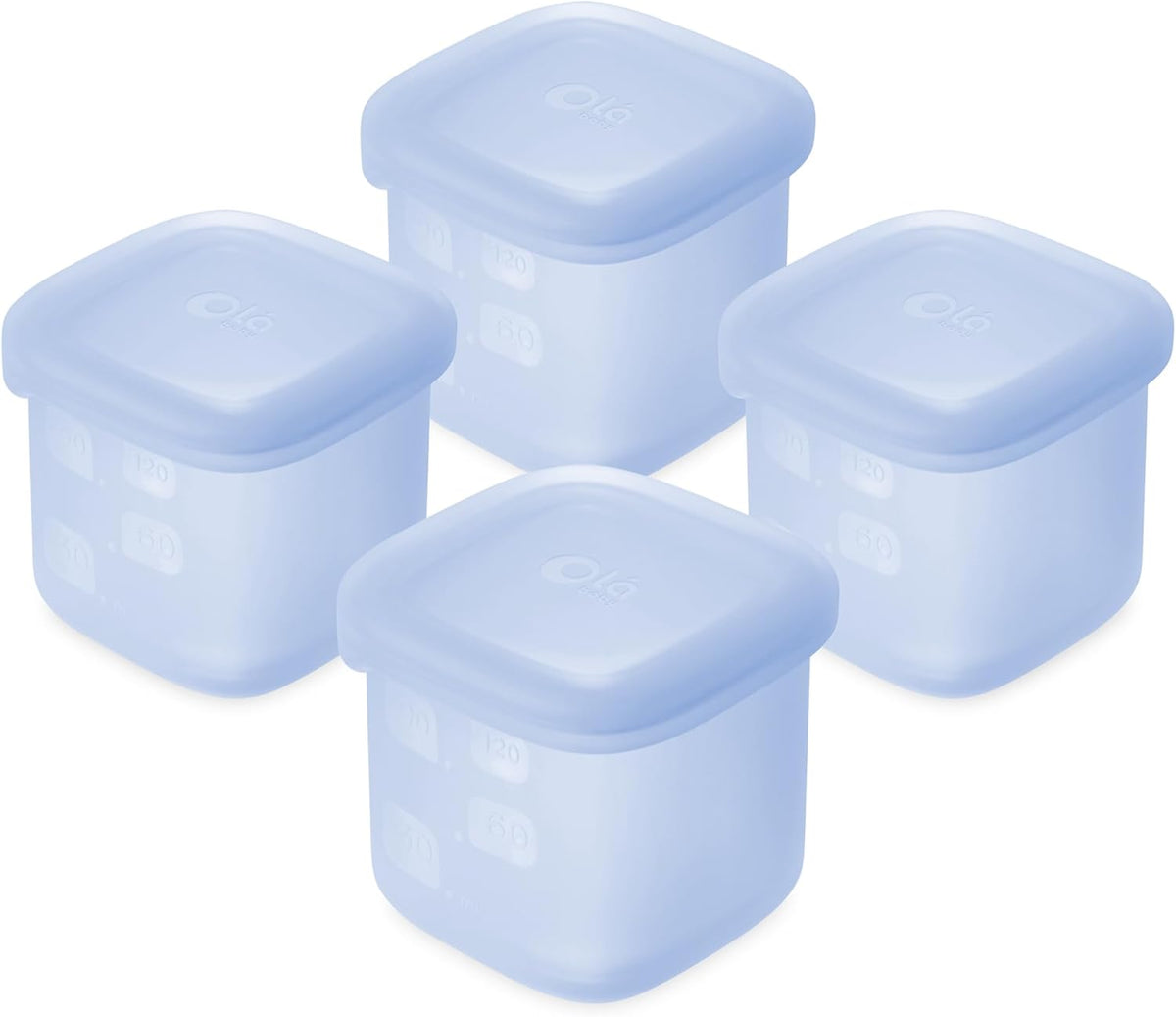 Olababy Clear Sense Silicone Storage Containers 4pk for Baby Food, Snacks, Formula, Puree, Sauce &
