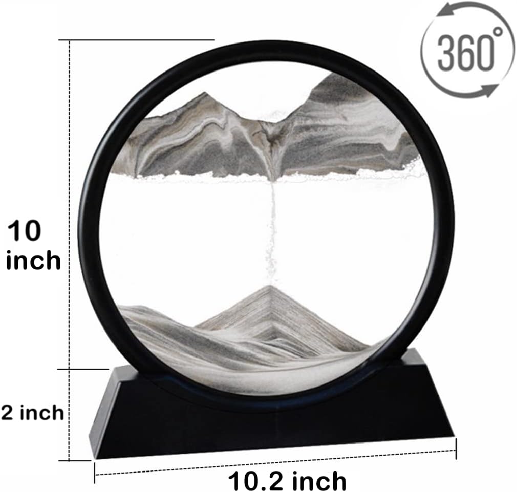 Moving Sand Art Picture in Motion Round Glass 3D Deep Sea Landscape, Dynamic Sand Art Sandscapes