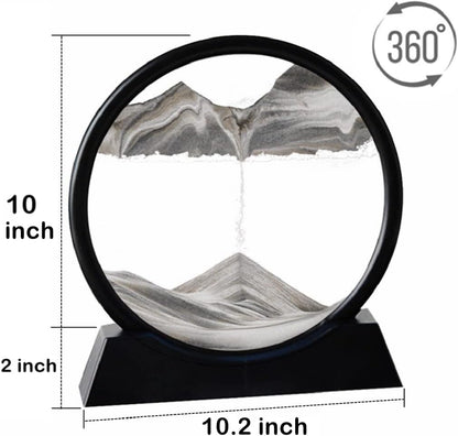 Moving Sand Art Picture in Motion Round Glass 3D Deep Sea Landscape, Dynamic Sand Art Sandscapes