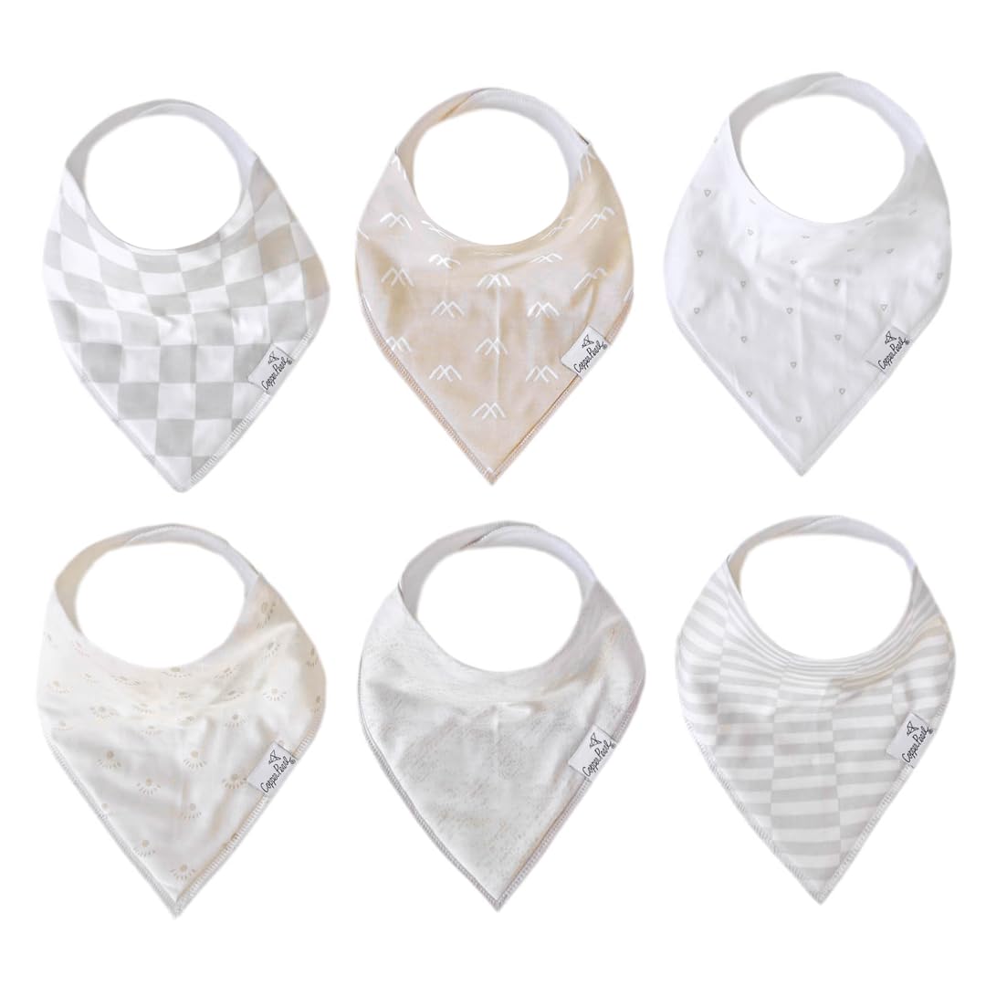 Copper Pearl 6 Pack Soft Cotton Baby Bibs for Drooling and Teething, Absorbent Drool Bibs for Baby