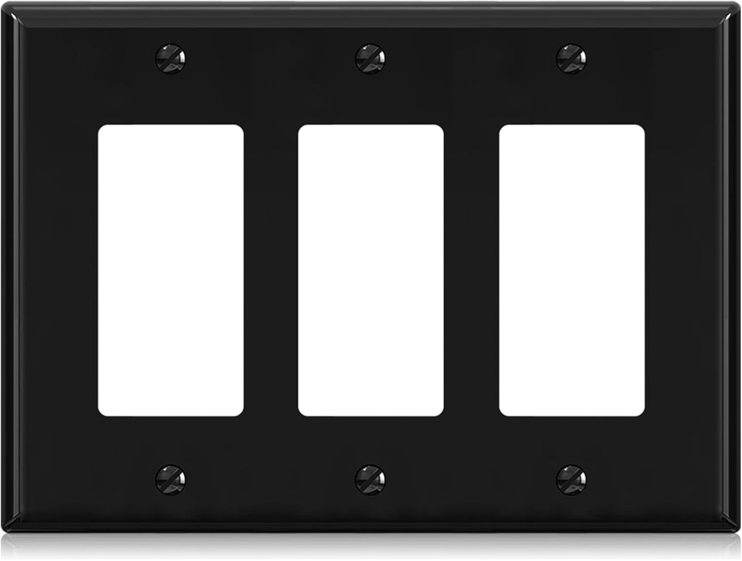 ELEGRP 3-Gang Decorative Wall Plates, Mid-Size 4.88" H x 6.75" L Unbreakable Thermoplastic